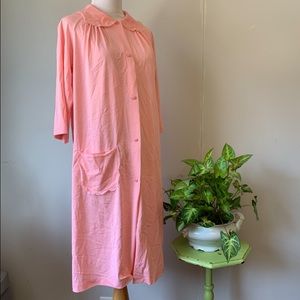 Vintage Shadowline Light Pink Floral Lace Collared Nightgown Pajamas Sleepwear